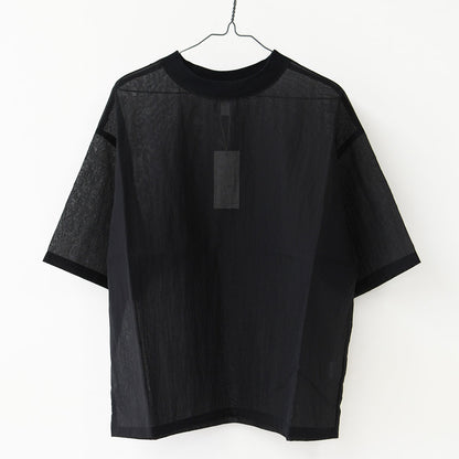 prit [プリット] ナイロンシアーペーパーリップストップ5分袖Tシャツ  [P82602] シアー素材・5部袖・オーバーサイズ・ゆったりサイズ・プルオーバー・透け感・LADY'S [2026SS]