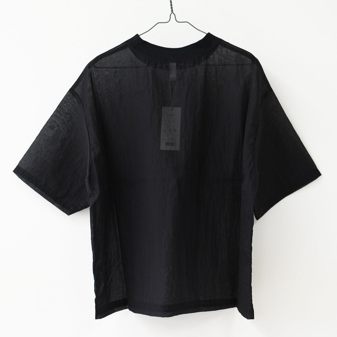 prit [プリット] ナイロンシアーペーパーリップストップ5分袖Tシャツ  [P82602] シアー素材・5部袖・オーバーサイズ・ゆったりサイズ・プルオーバー・透け感・LADY'S [2026SS]