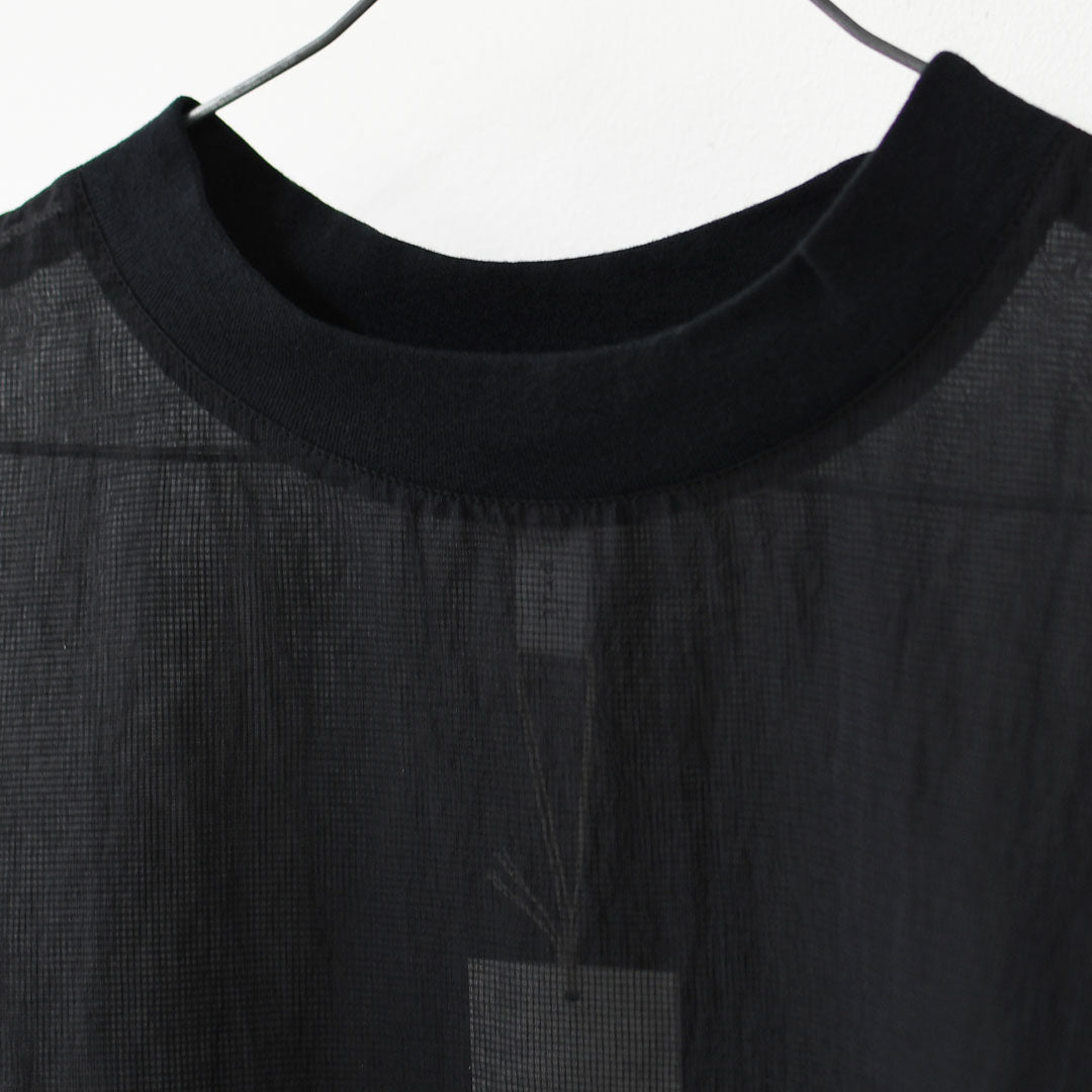 prit [プリット] ナイロンシアーペーパーリップストップ5分袖Tシャツ  [P82602] シアー素材・5部袖・オーバーサイズ・ゆったりサイズ・プルオーバー・透け感・LADY'S [2026SS]