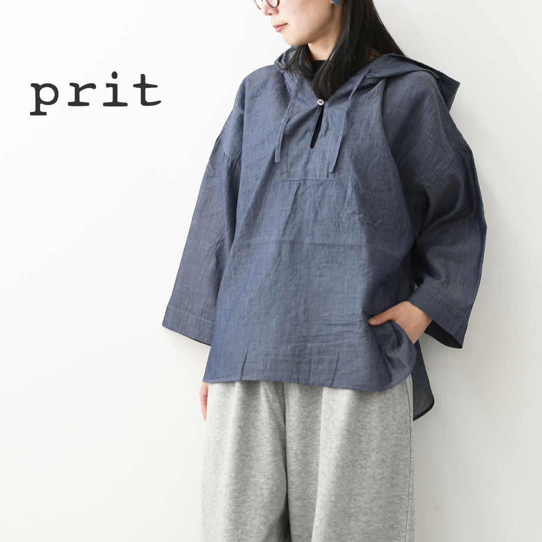 prit [プリット] インディゴシアーデニムフードプルオーバーシャツ [P82614] LADY'S [2026SS]