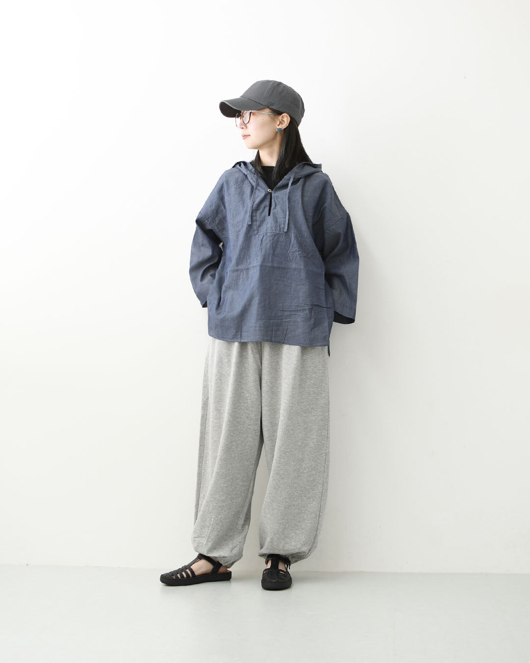 prit [プリット] インディゴシアーデニムフードプルオーバーシャツ [P82614] LADY'S [2026SS]
