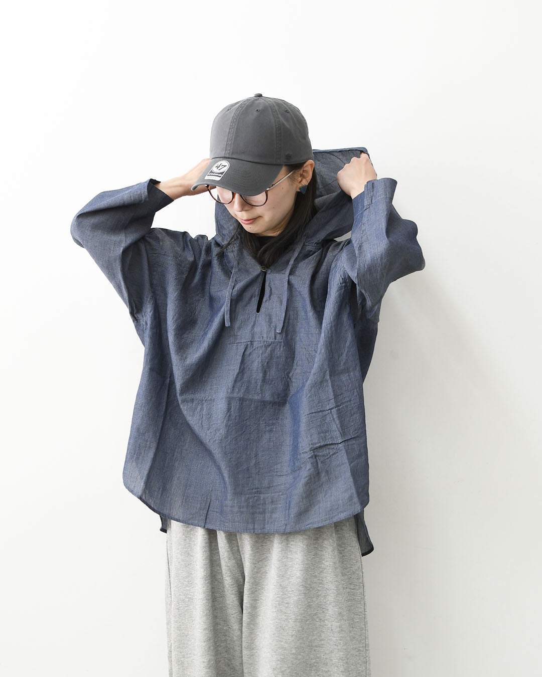 prit [プリット] インディゴシアーデニムフードプルオーバーシャツ [P82614] LADY'S [2026SS]