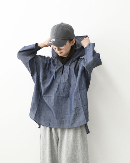 prit [プリット] インディゴシアーデニムフードプルオーバーシャツ [P82614] LADY'S [2026SS]