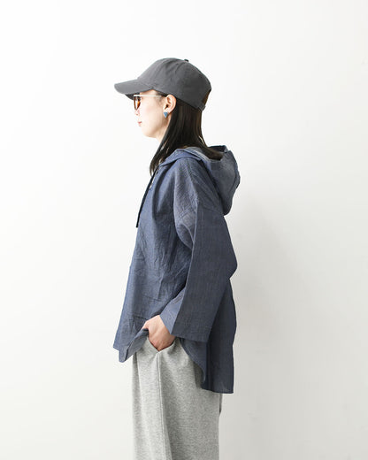prit [プリット] インディゴシアーデニムフードプルオーバーシャツ [P82614] LADY'S [2026SS]