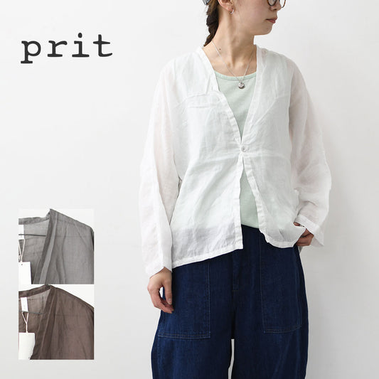 prit [プリット] 160/1ラミーワンボタンカーディガン [P82629] ・ラミーカーディガン・シアーカーディガン・Vネック・七分袖カーディガン・長袖カーディガン・ゆったりシルエット・LADY'S [2026SS]