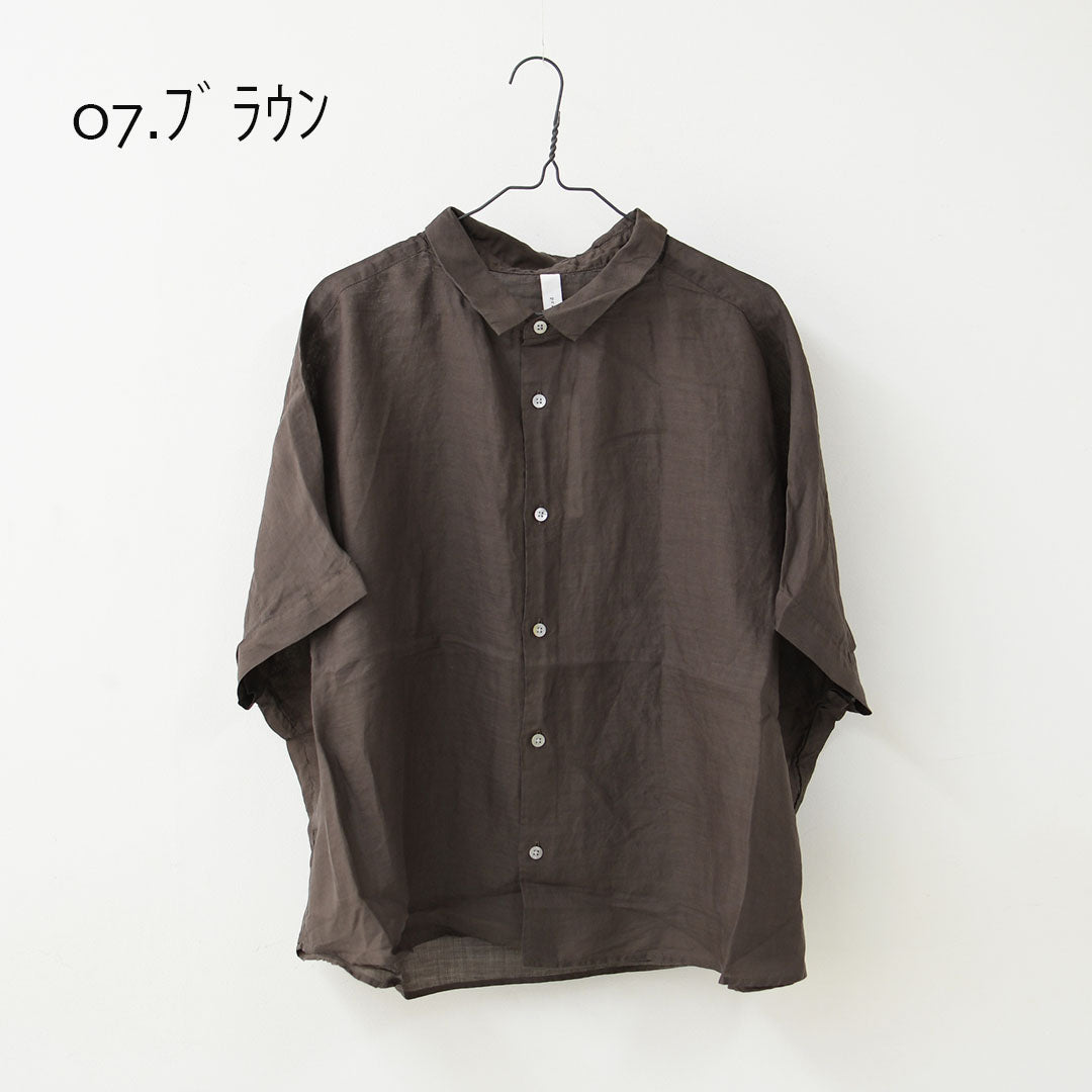 prit [プリット] 160/1ラミー5分袖レギュラーカラービッグシャツ [P82630] ・半袖シャツ・リネンシャツ・ワイドシャツ・シアーシャツ・5分袖シャツ・シアートップス・LADY'S [2026SS]