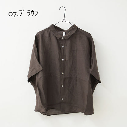 prit [プリット] 160/1ラミー5分袖レギュラーカラービッグシャツ [P82630] ・半袖シャツ・リネンシャツ・ワイドシャツ・シアーシャツ・5分袖シャツ・シアートップス・LADY'S [2026SS]