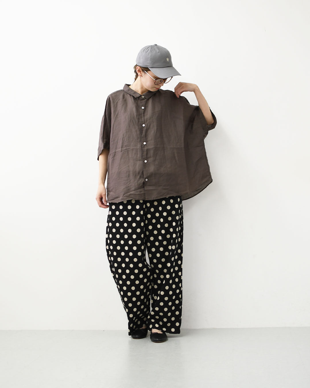 prit [プリット] 160/1ラミー5分袖レギュラーカラービッグシャツ [P82630] ・半袖シャツ・リネンシャツ・ワイドシャツ・シアーシャツ・5分袖シャツ・シアートップス・LADY'S [2026SS]