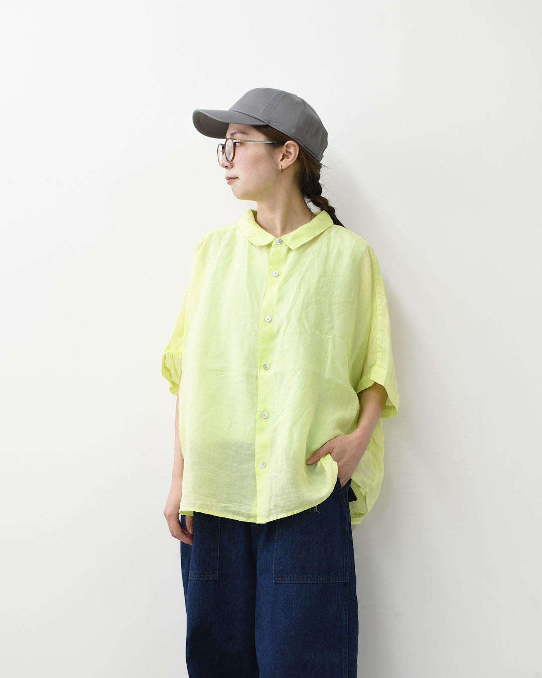 prit [プリット] 160/1ラミー5分袖レギュラーカラービッグシャツ [P82630] ・半袖シャツ・リネンシャツ・ワイドシャツ・シアーシャツ・5分袖シャツ・シアートップス・LADY'S [2026SS]
