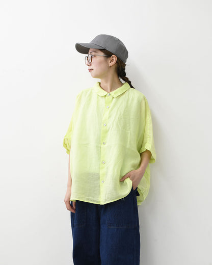 prit [プリット] 160/1ラミー5分袖レギュラーカラービッグシャツ [P82630] ・半袖シャツ・リネンシャツ・ワイドシャツ・シアーシャツ・5分袖シャツ・シアートップス・LADY'S [2026SS]
