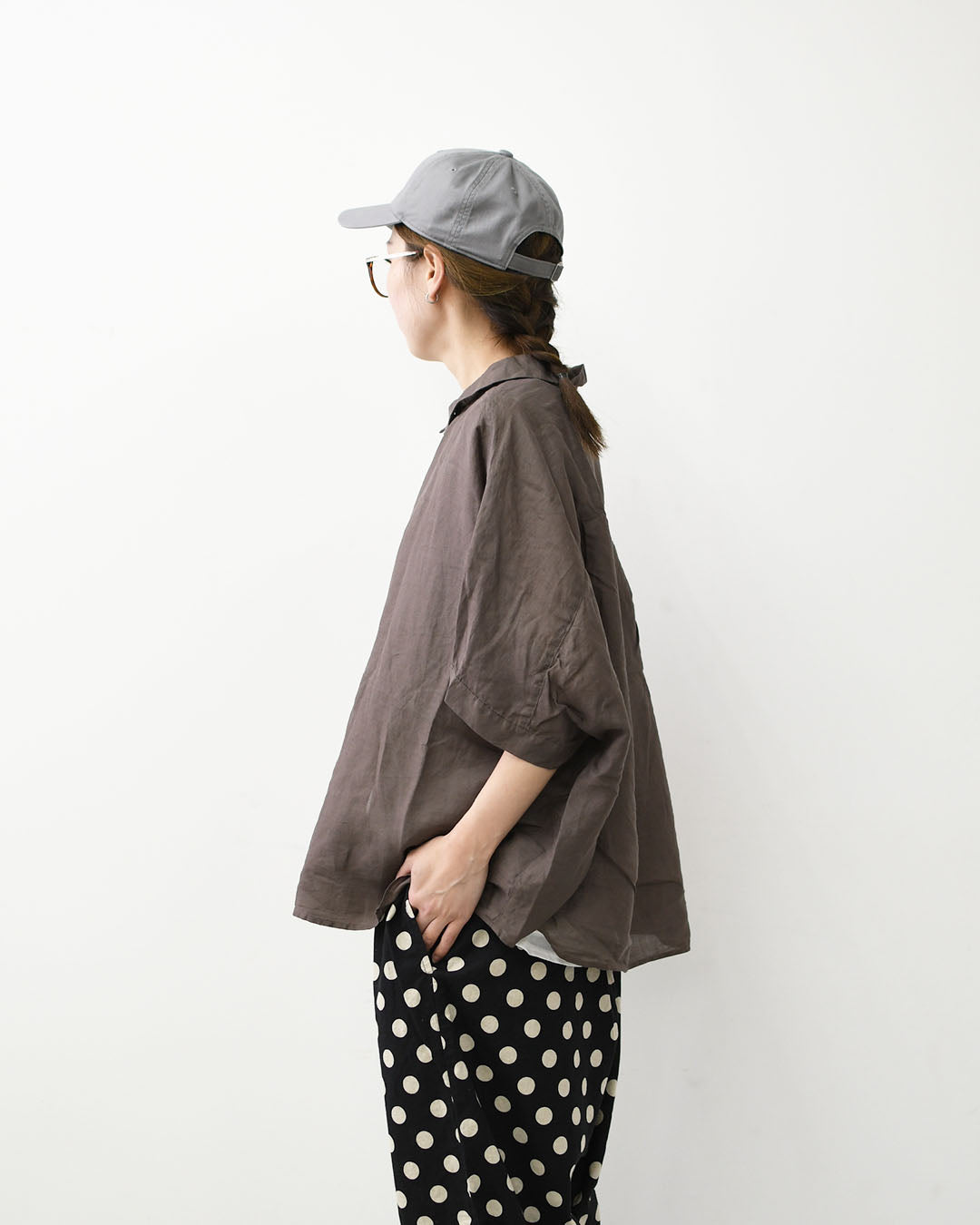 prit [プリット] 160/1ラミー5分袖レギュラーカラービッグシャツ [P82630] ・半袖シャツ・リネンシャツ・ワイドシャツ・シアーシャツ・5分袖シャツ・シアートップス・LADY'S [2026SS]