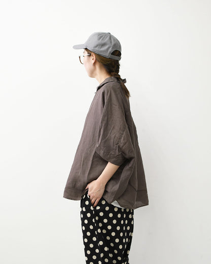 prit [プリット] 160/1ラミー5分袖レギュラーカラービッグシャツ [P82630] ・半袖シャツ・リネンシャツ・ワイドシャツ・シアーシャツ・5分袖シャツ・シアートップス・LADY'S [2026SS]