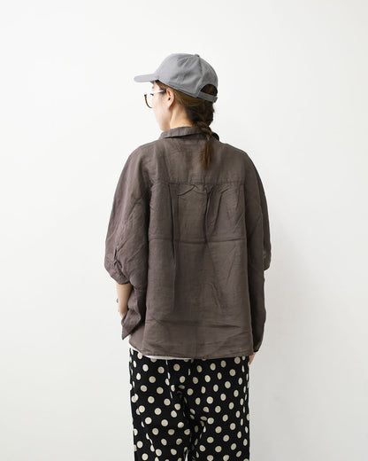 prit [プリット] 160/1ラミー5分袖レギュラーカラービッグシャツ [P82630] ・半袖シャツ・リネンシャツ・ワイドシャツ・シアーシャツ・5分袖シャツ・シアートップス・LADY'S [2026SS]