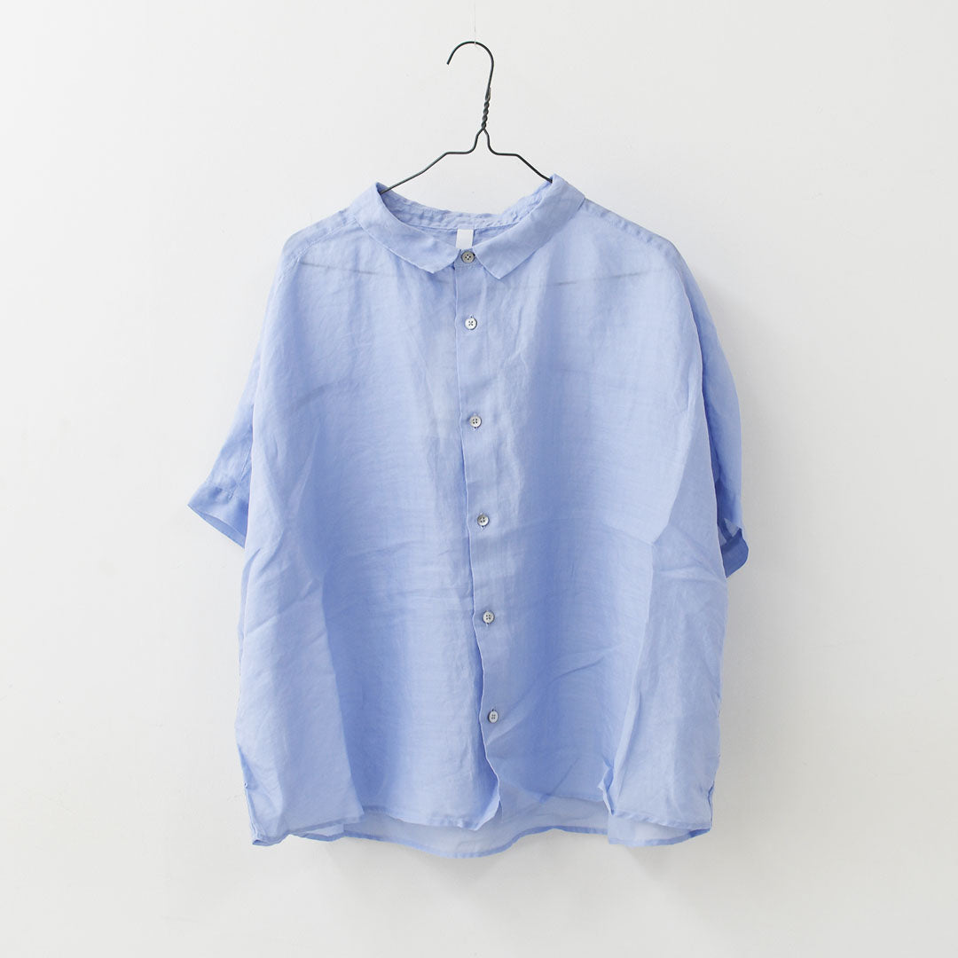 prit [プリット] 160/1ラミー5分袖レギュラーカラービッグシャツ [P82630] ・半袖シャツ・リネンシャツ・ワイドシャツ・シアーシャツ・5分袖シャツ・シアートップス・LADY'S [2026SS]
