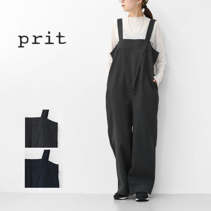 prit [プリット] 綾ピケストレッチ ビッグタックサロペット [P90602] サロペット・ビッグタック・ストレートシルエット・LADY'S [2025AW]