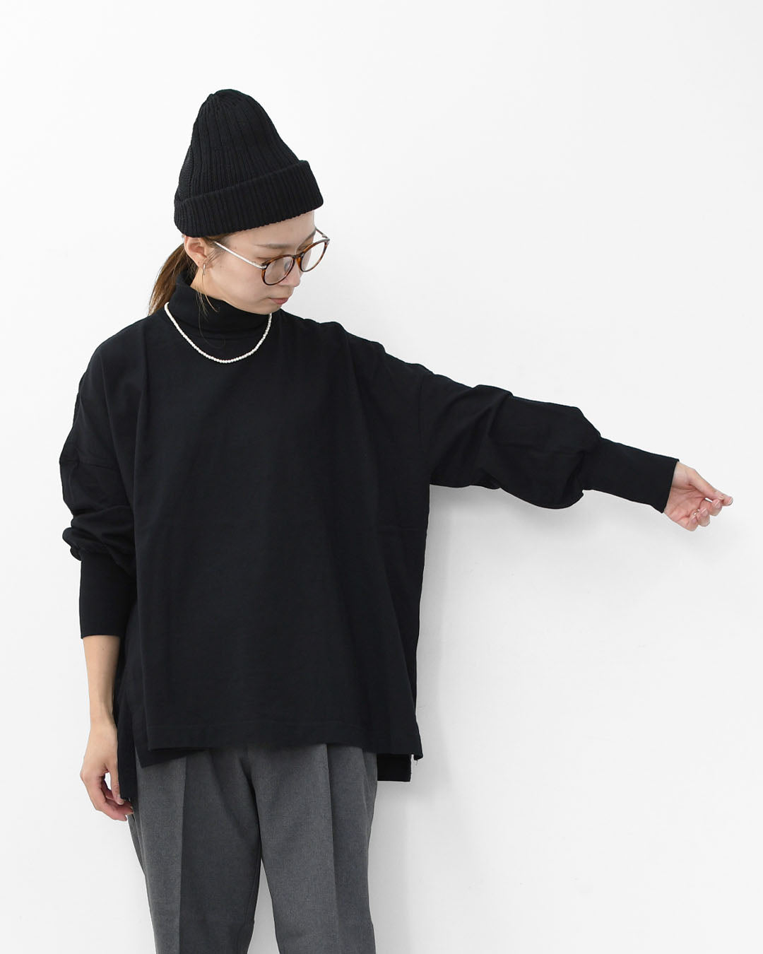 prit [プリット] 40/2天竺 タートルネックビッグプルオーバー [P90642] タートルネック・ワイドシルエット・ゆったりサイズ・無地・LADY'S [2025AW]