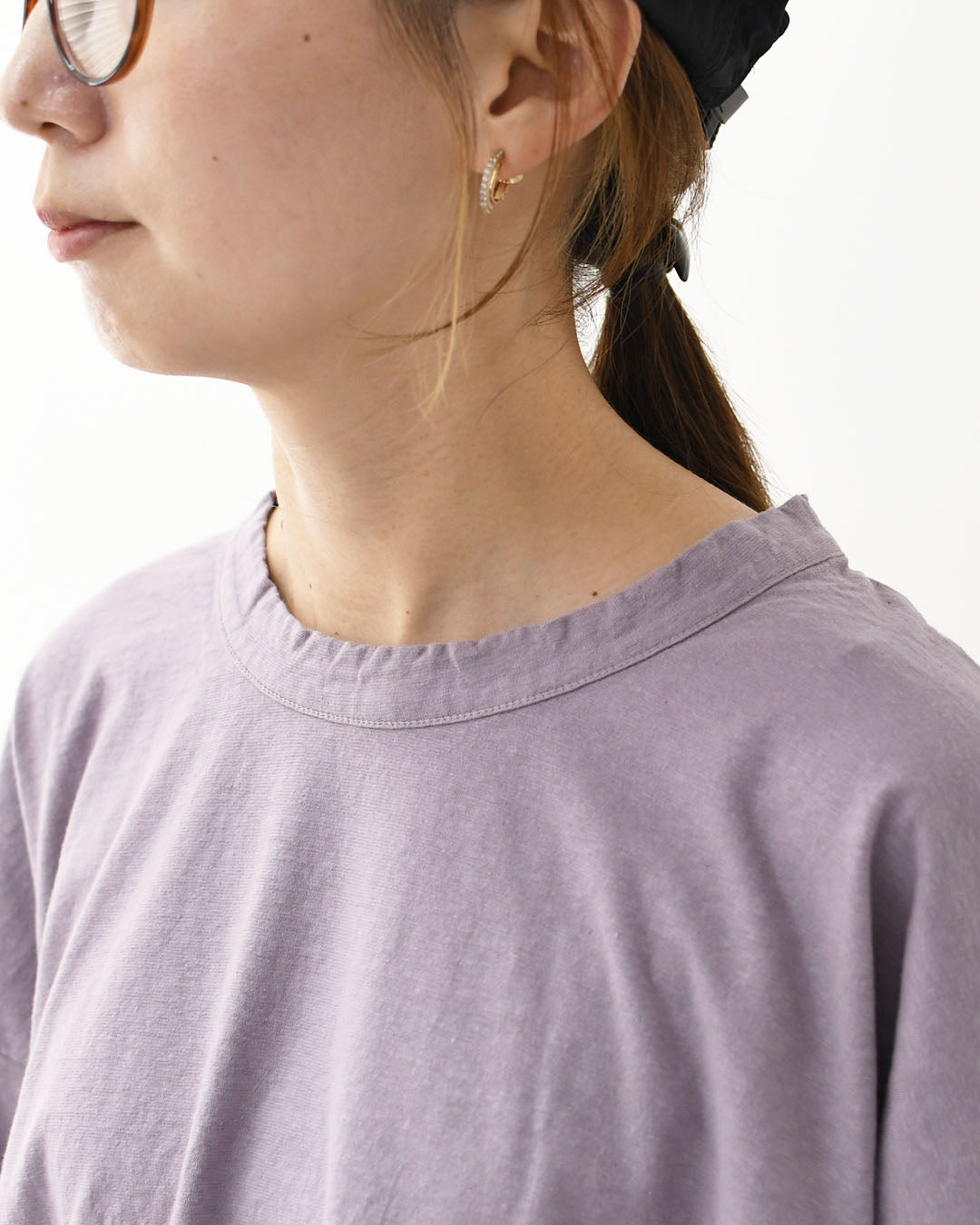 prit [プリット] 30/1リサイクルムラ糸天竺 フレアプルオーバー [P90663] コットンプルオーバー・コットンTシャツ・無地Tシャツ・長袖・綿・ロンT・ワイドシルエット・ゆったりシルエット・LADY'S [2025AW]