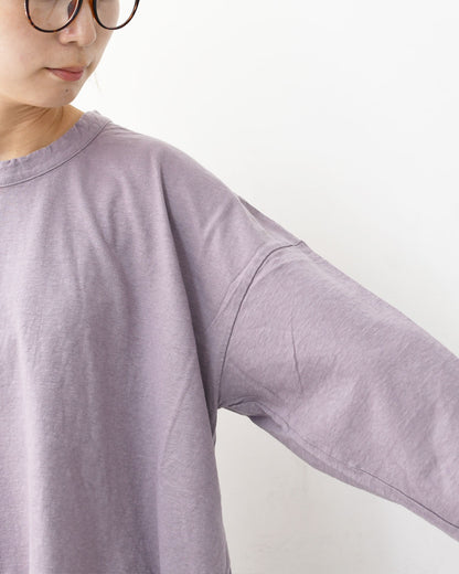 prit [プリット] 30/1リサイクルムラ糸天竺 フレアプルオーバー [P90663] コットンプルオーバー・コットンTシャツ・無地Tシャツ・長袖・綿・ロンT・ワイドシルエット・ゆったりシルエット・LADY'S [2025AW]