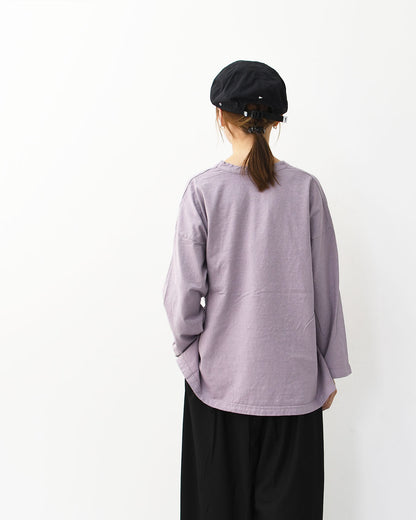 prit [プリット] 30/1リサイクルムラ糸天竺 フレアプルオーバー [P90663] コットンプルオーバー・コットンTシャツ・無地Tシャツ・長袖・綿・ロンT・ワイドシルエット・ゆったりシルエット・LADY'S [2025AW]