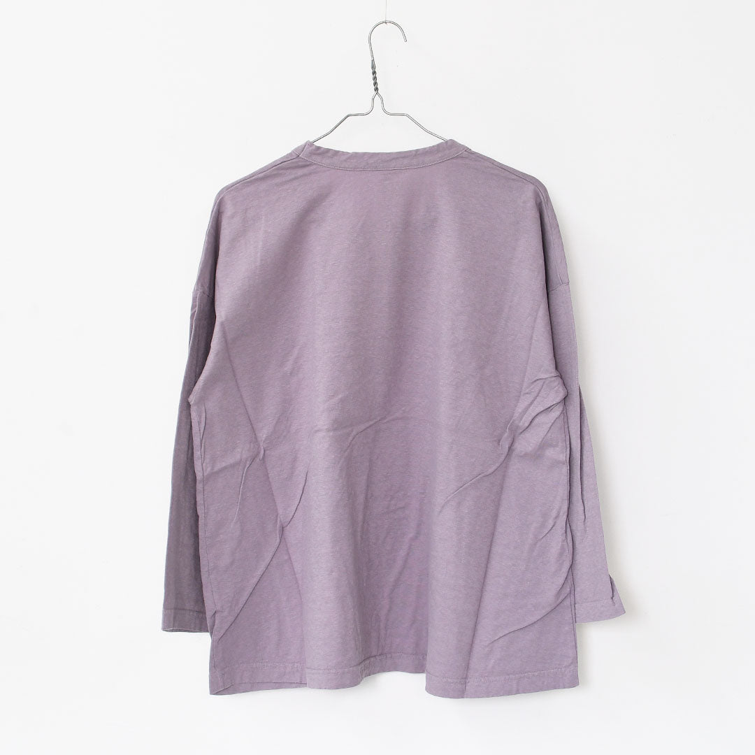 prit [プリット] 30/1リサイクルムラ糸天竺 フレアプルオーバー [P90663] コットンプルオーバー・コットンTシャツ・無地Tシャツ・長袖・綿・ロンT・ワイドシルエット・ゆったりシルエット・LADY'S [2025AW]