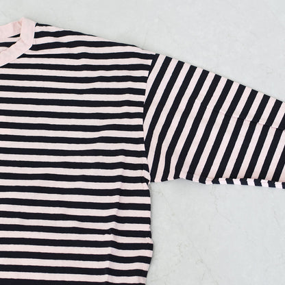 prit [プリット] 30/1リサイクルムラ糸天竺ボーダー クルーネックワイドプルオーバー [P90669] コットンプルオーバー・コットンTシャツ・ボーダーTシャツ・長袖・ボーダー・綿・長T・ワイドシルエット・ゆったりシルエット・LADY'S [2025AW]