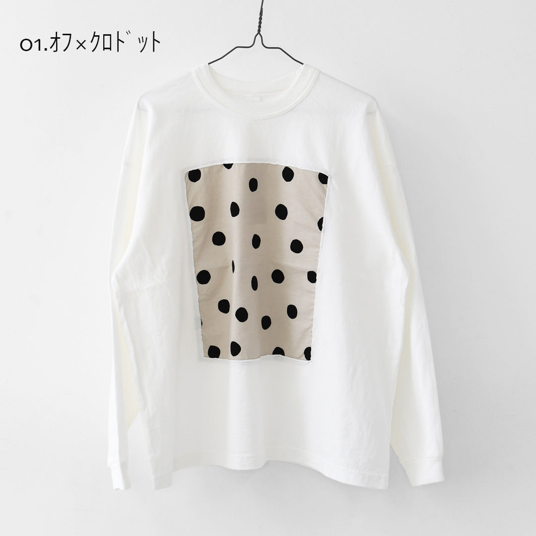 prit [プリット] 17/1空紡天竺×シャツコールラフドットプリントロングスリーブフレームTシャツ [p90715] Tシャツ・長袖Tシャツ・ドット・LADY'S [2026AW]