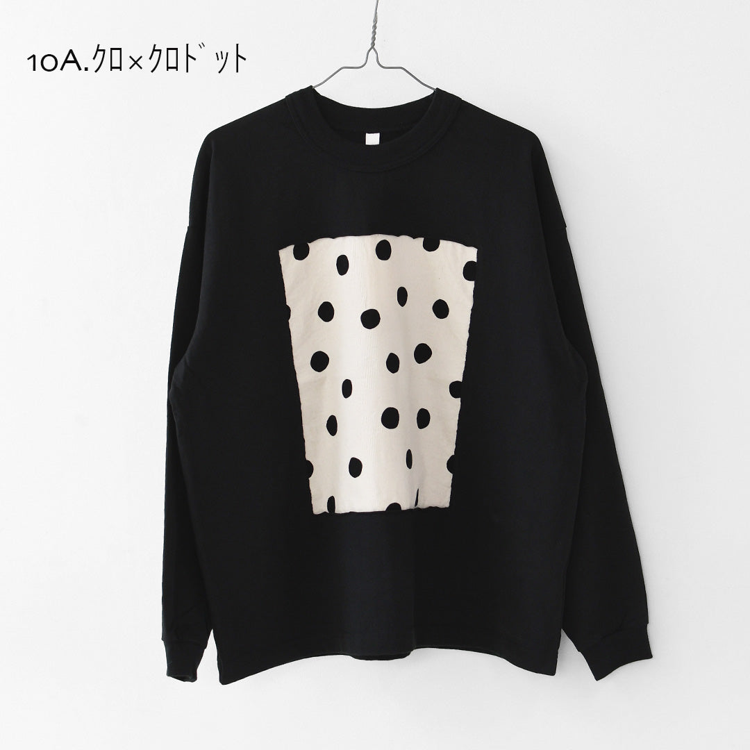 prit [プリット] 17/1空紡天竺×シャツコールラフドットプリントロングスリーブフレームTシャツ [p90715] Tシャツ・長袖Tシャツ・ドット・LADY'S [2026AW]