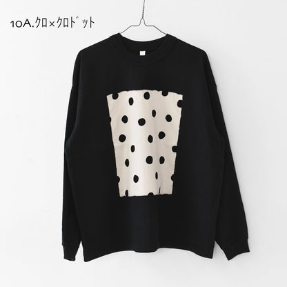 prit [プリット] 17/1空紡天竺×シャツコールラフドットプリントロングスリーブフレームTシャツ [p90715] Tシャツ・長袖Tシャツ・ドット・LADY'S [2026AW]