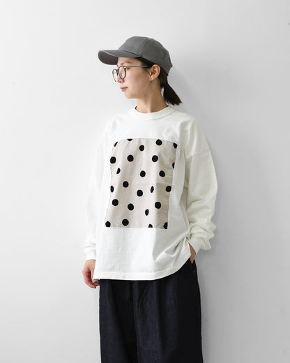 prit [プリット] 17/1空紡天竺×シャツコールラフドットプリントロングスリーブフレームTシャツ [p90715] Tシャツ・長袖Tシャツ・ドット・LADY'S [2026AW]