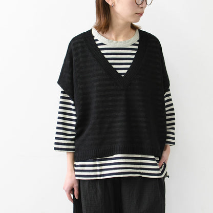 prit [プリット] 2/26リネン7G天竺編み Vネックワイドベスト [P915104] [2025SS]