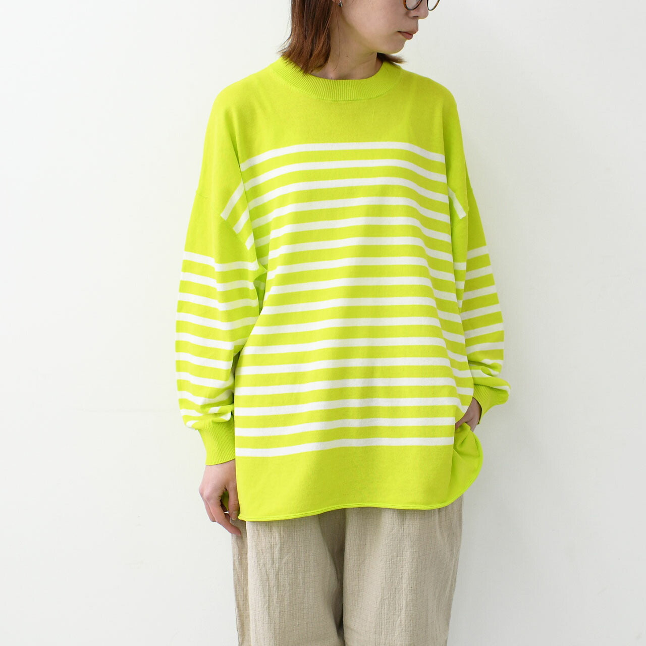 prit [プリット] 40/2ハイツイストコットン16G天竺編みボーダークルーワイドプルオーバー[P915108] [2025SS]