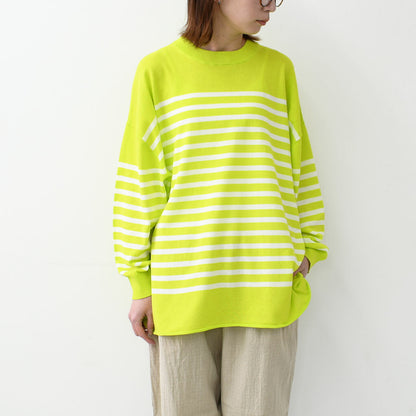 prit [プリット] 40/2ハイツイストコットン16G天竺編みボーダークルーワイドプルオーバー[P915108] [2025SS]