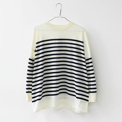 prit [プリット] 40/2ハイツイストコットン16G天竺編みボーダークルーワイドプルオーバー[P915108] [2025SS]