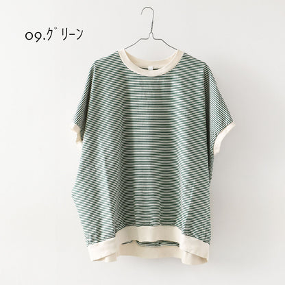 prit [プリット] 14/1空紡度詰天竺ミジンボーダーポンチョプルオーバー [P91550] [2025SS]