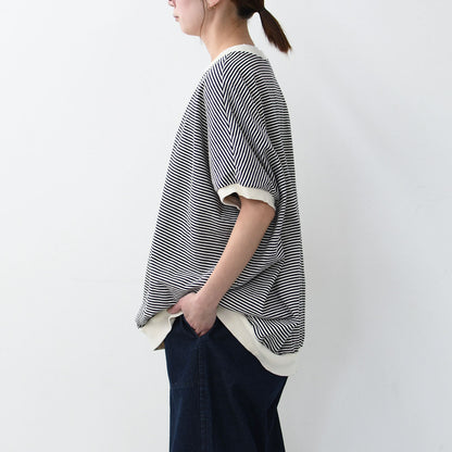 prit [プリット] 14/1空紡度詰天竺ミジンボーダーポンチョプルオーバー [P91550] [2025SS]