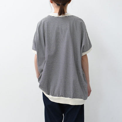 prit [プリット] 14/1空紡度詰天竺ミジンボーダーポンチョプルオーバー [P91550] [2025SS]