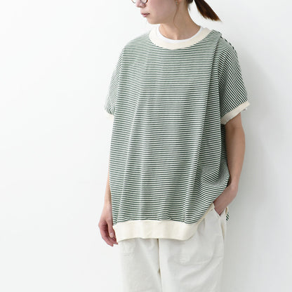 prit [プリット] 14/1空紡度詰天竺ミジンボーダーポンチョプルオーバー [P91550] [2025SS]