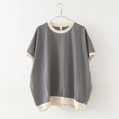 prit [プリット] 14/1空紡度詰天竺ミジンボーダーポンチョプルオーバー [P91550] [2025SS]