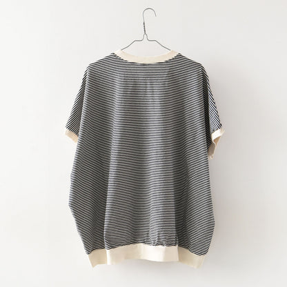 prit [プリット] 14/1空紡度詰天竺ミジンボーダーポンチョプルオーバー [P91550] [2025SS]