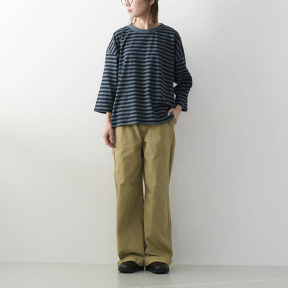 prit [プリット] 30/1リサイクルムラ糸天竺 ボーダー7分袖 ワイドTシャツ[P91573] [2025SS]