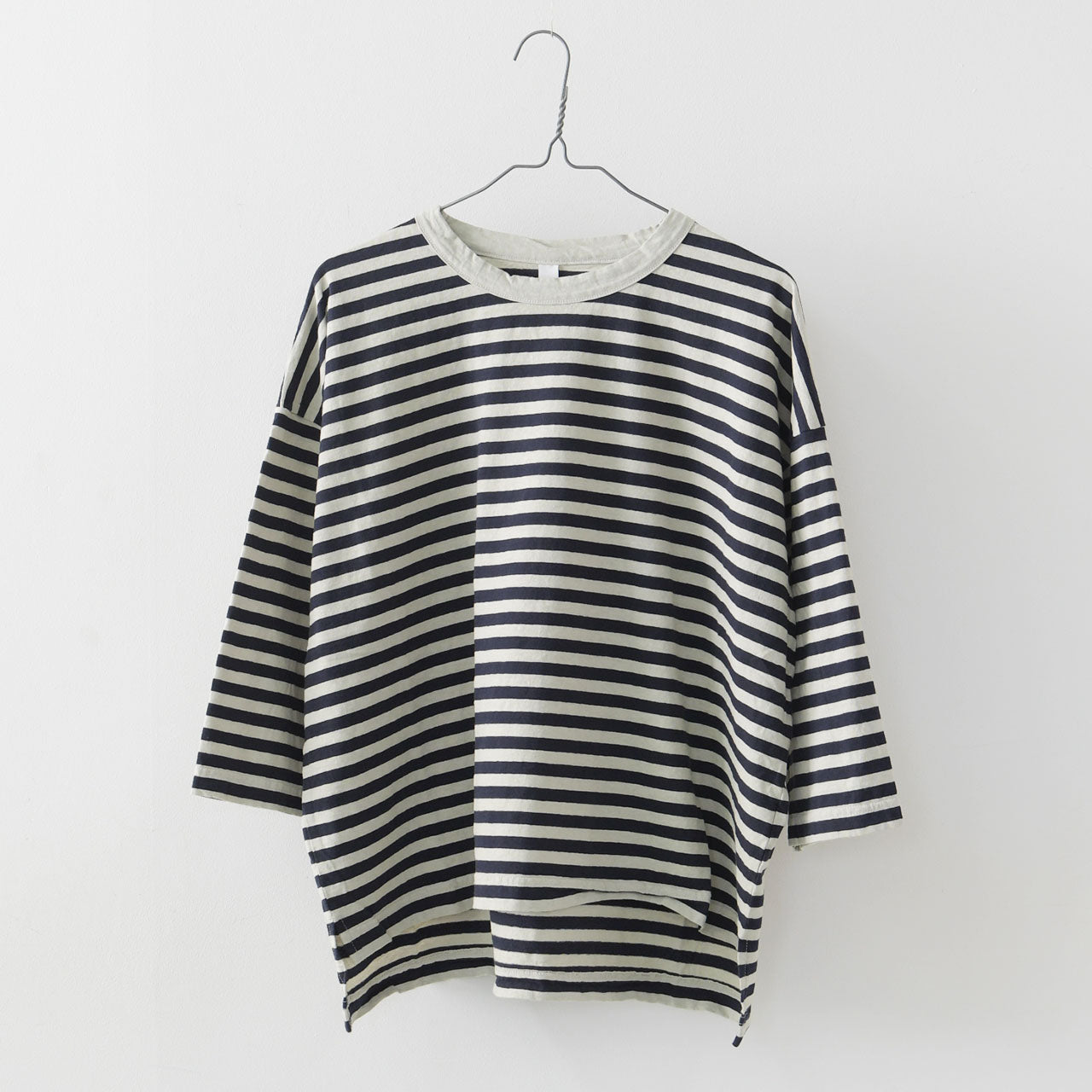 prit [プリット] 30/1リサイクルムラ糸天竺 ボーダー7分袖 ワイドTシャツ[P91573] [2025SS]