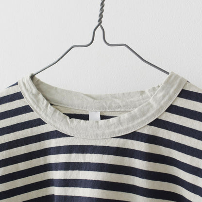 prit [プリット] 30/1リサイクルムラ糸天竺 ボーダー7分袖 ワイドTシャツ[P91573] [2025SS]