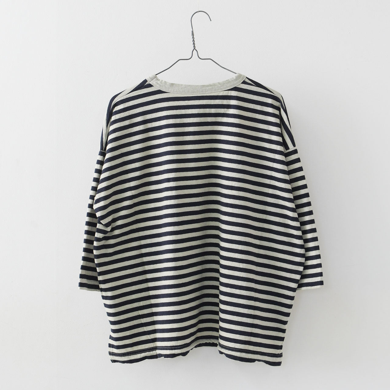 prit [プリット] 30/1リサイクルムラ糸天竺 ボーダー7分袖 ワイドTシャツ[P91573] [2025SS]