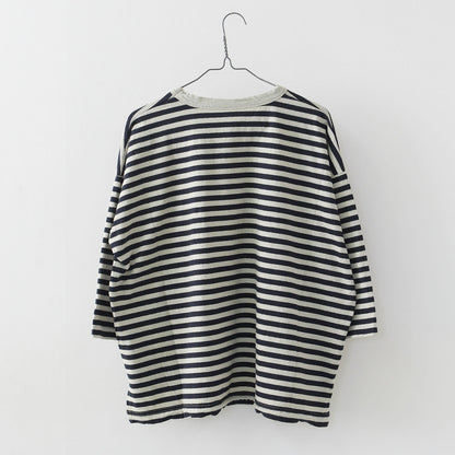 prit [プリット] 30/1リサイクルムラ糸天竺 ボーダー7分袖 ワイドTシャツ[P91573] [2025SS]