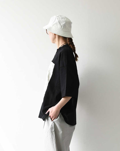 prit [プリット] 17/1空紡天竺×40/1リネン箔プリント 5分袖フレームＴシャツ [P91605] Tシャツ