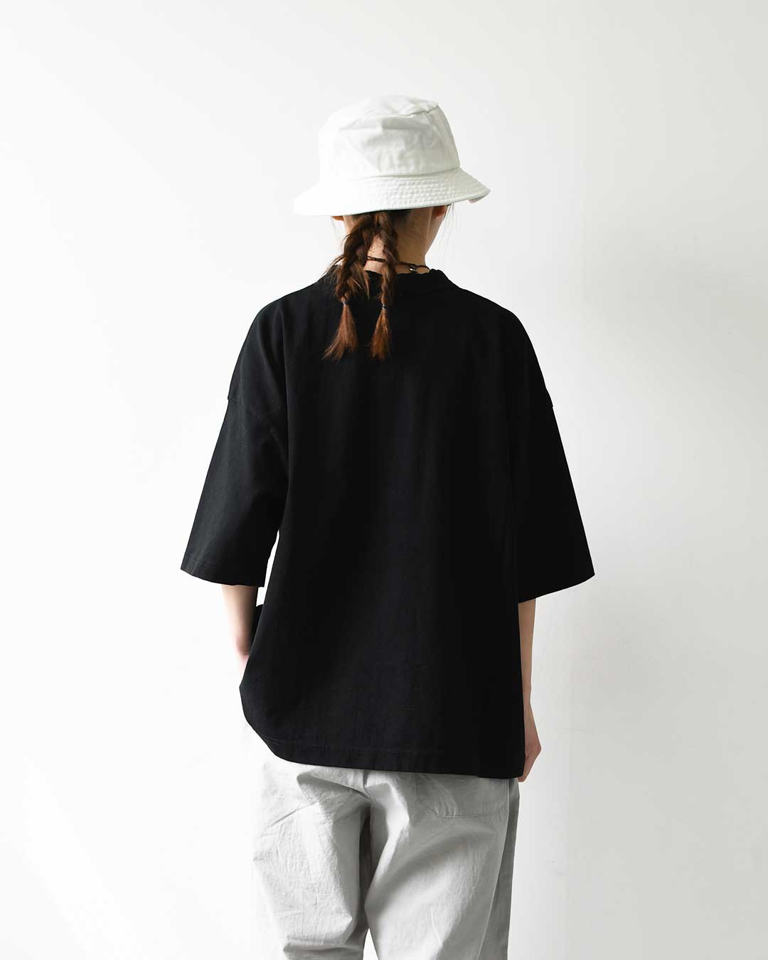 prit [プリット] 17/1空紡天竺×40/1リネン箔プリント 5分袖フレームＴシャツ [P91605] Tシャツ