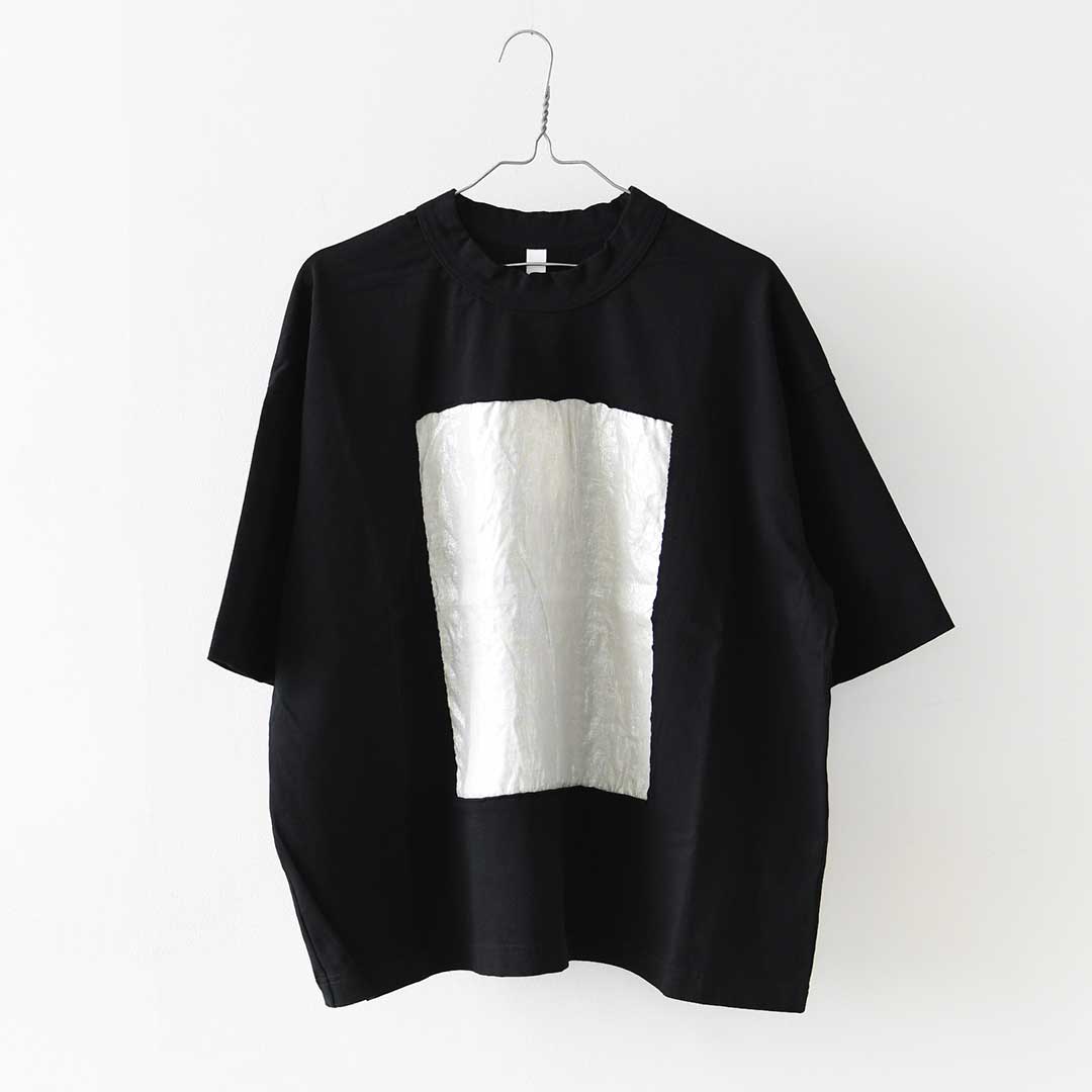 prit [プリット] 17/1空紡天竺×40/1リネン箔プリント 5分袖フレームＴシャツ [P91605] Tシャツ