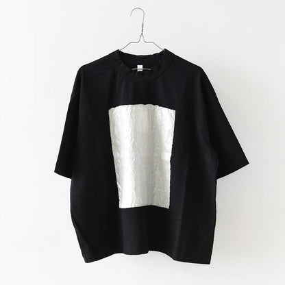prit [プリット] 17/1空紡天竺×40/1リネン箔プリント 5分袖フレームＴシャツ [P91605] Tシャツ