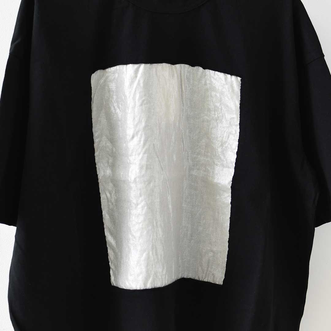 prit [プリット] 17/1空紡天竺×40/1リネン箔プリント 5分袖フレームＴシャツ [P91605] Tシャツ