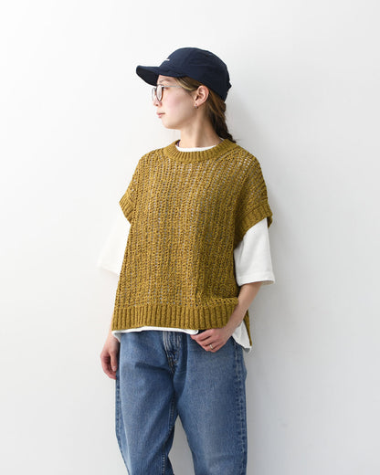 prit [プリット] オーガニックコットンナイロン3G透かし編みワイドベスト [P916100] ベスト・ニットベスト・ローゲージ編み・クルーネック・LADY'S [2026SS]